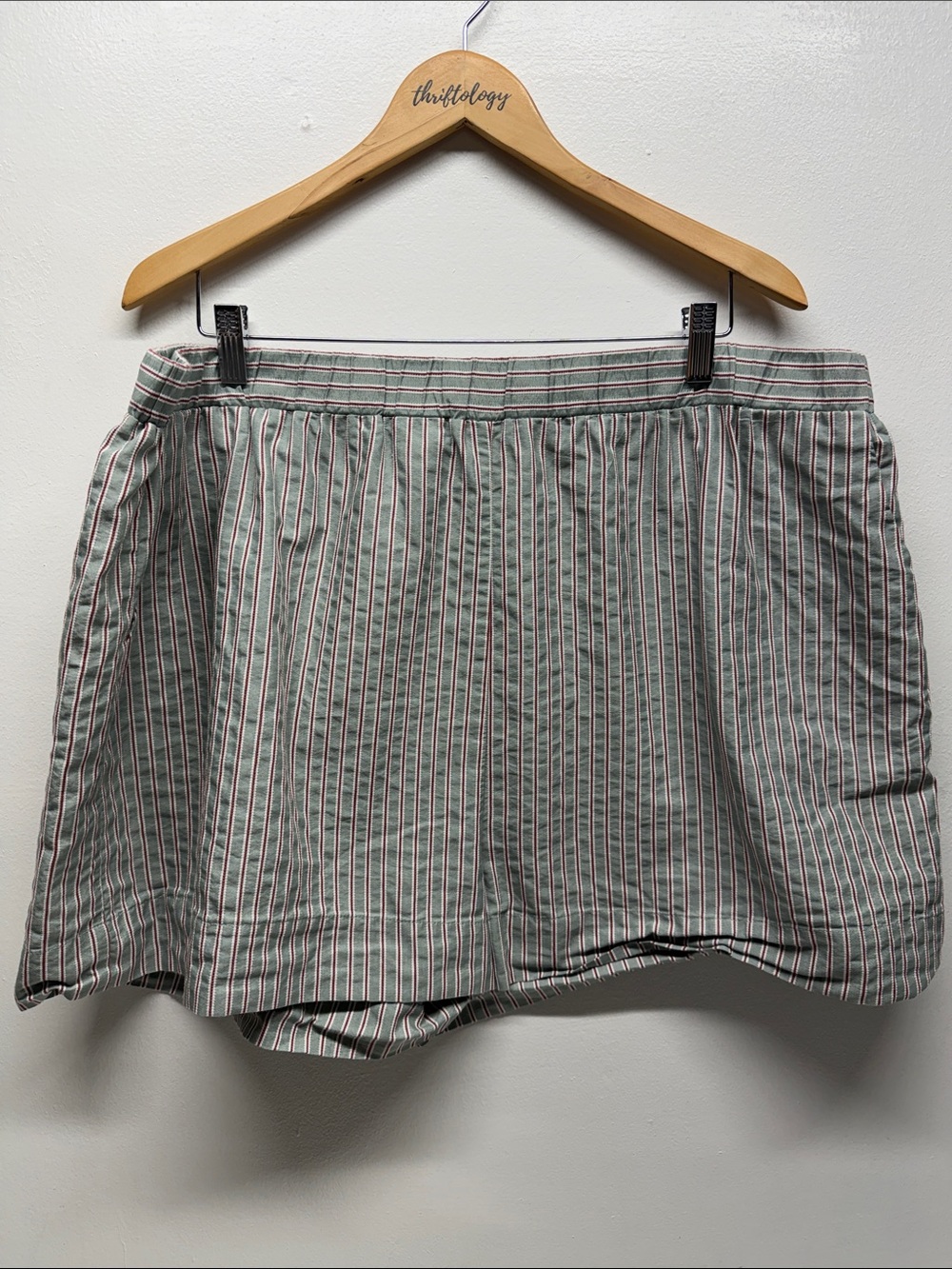 Pomander Place Lane Shorts 100% Cotton Striped Stretch Pockets Green Plus XXXL